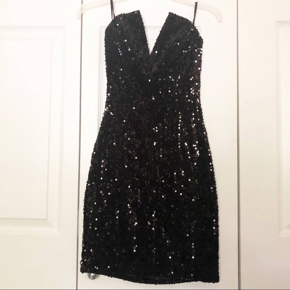 Foreign Exchange Black Sequin Strapless Dress